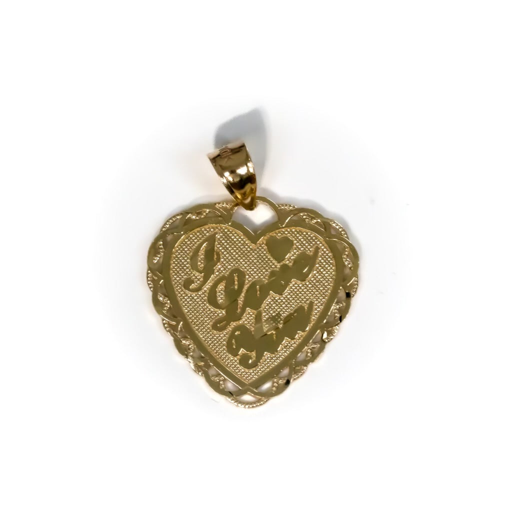 10k Yellow Gold "I Love You" Flat Heart Pendant