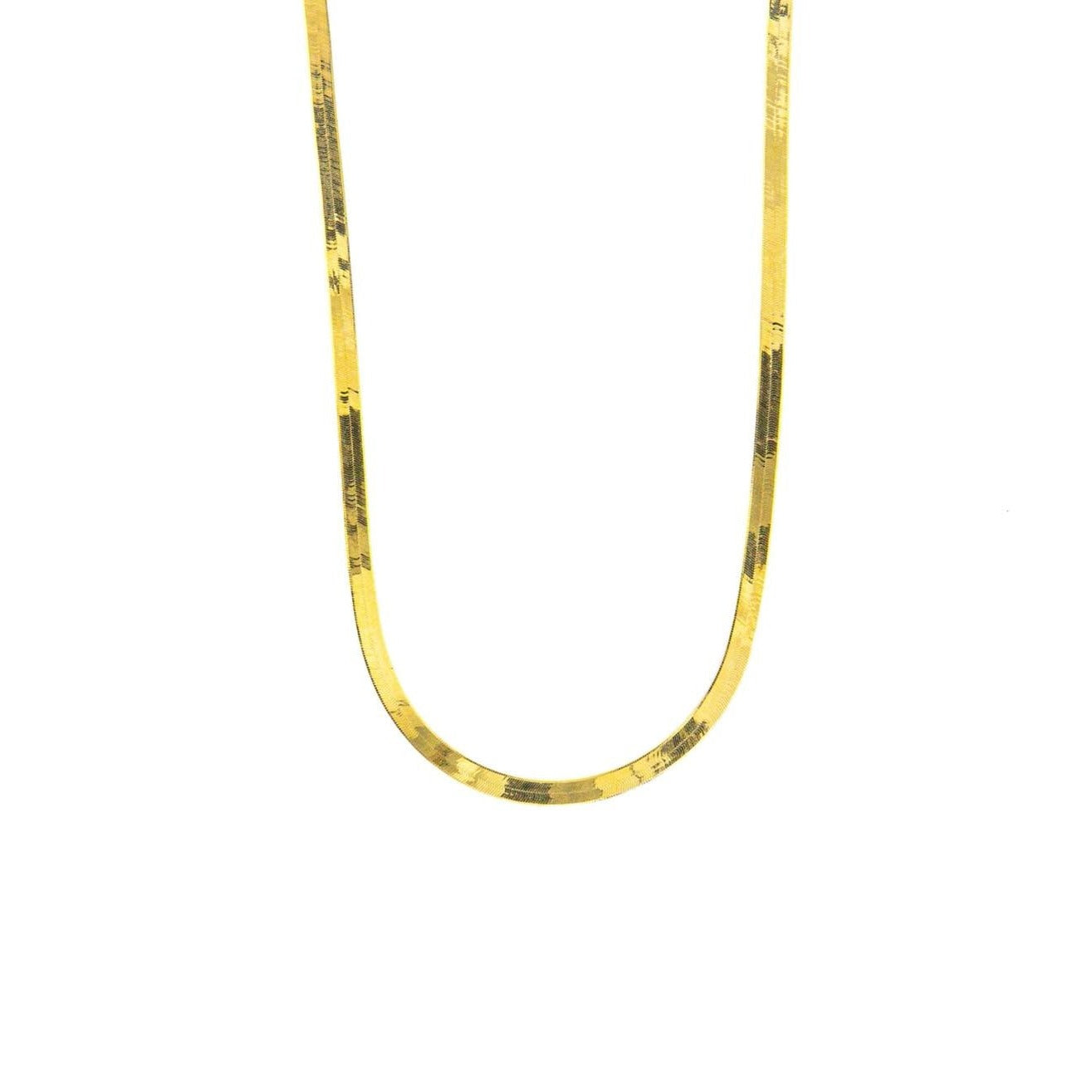10k Yellow Gold 4mm Herringbone Necklace 18"
