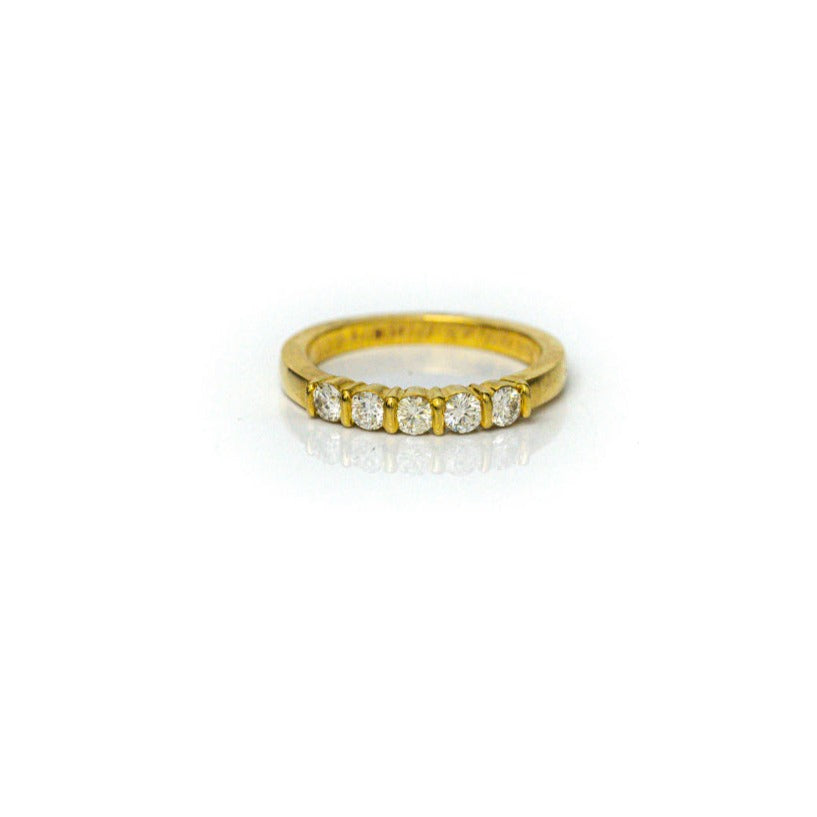 0.33 CTTW 18k Yellow Gold 5 Stone Anniversary Band Size 4.5