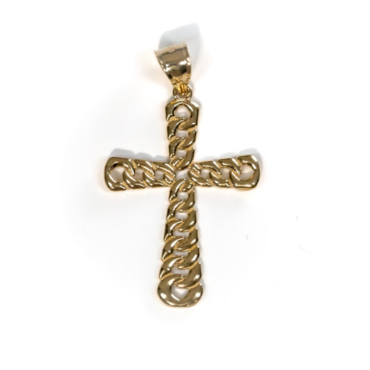 10k Yellow Gold Cuban Link Cross Pendant