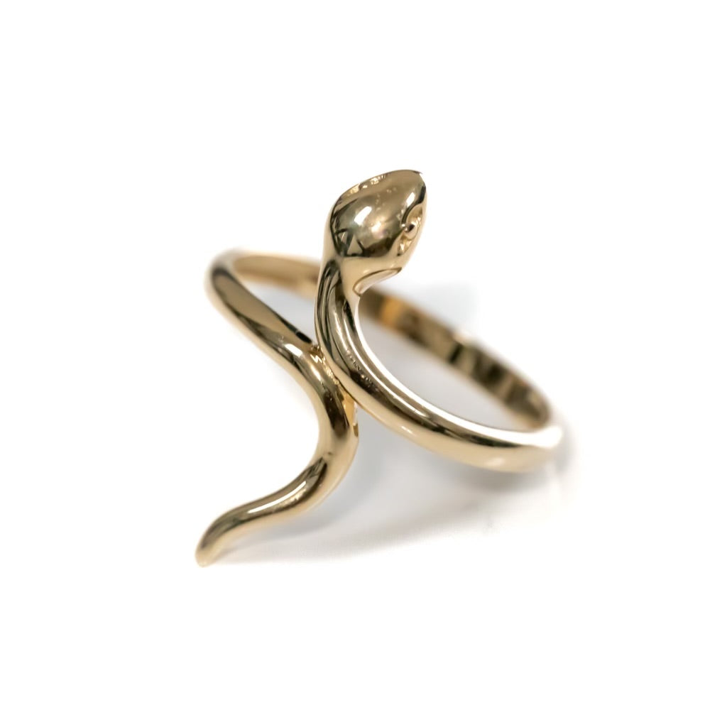 14k Yellow Gold Polished Snake Ring (Size 8)