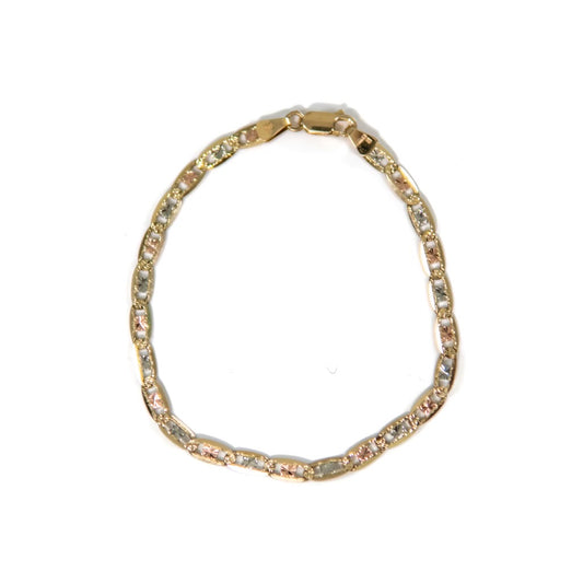 10k Three-Tone Gold 4.25mm Valentino Bracelet 8"