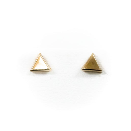 14k Yellow Gold Triangle Studs