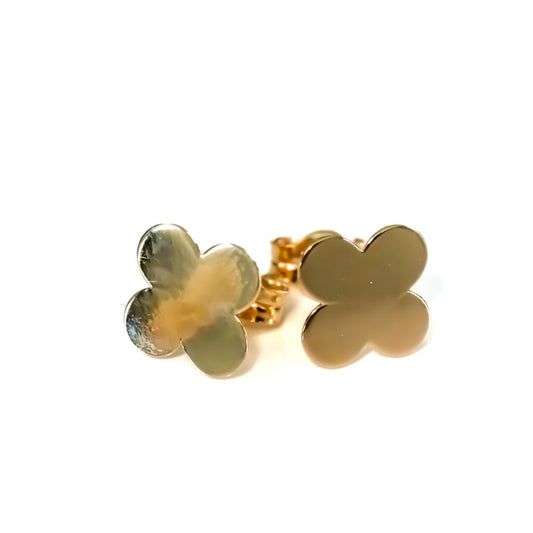 14k Yellow Gold Clover Studs