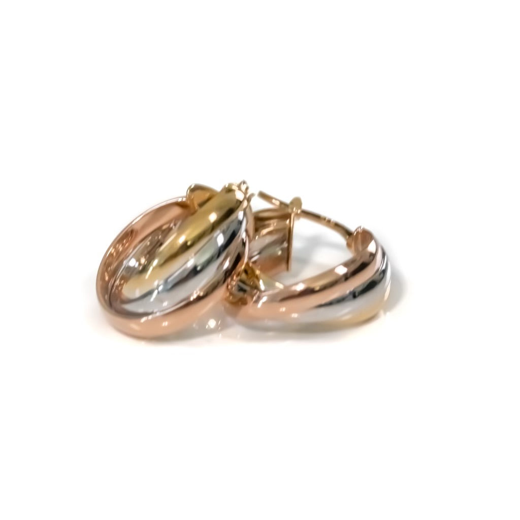 10k Three-Tone Gold Multilayer Hoops