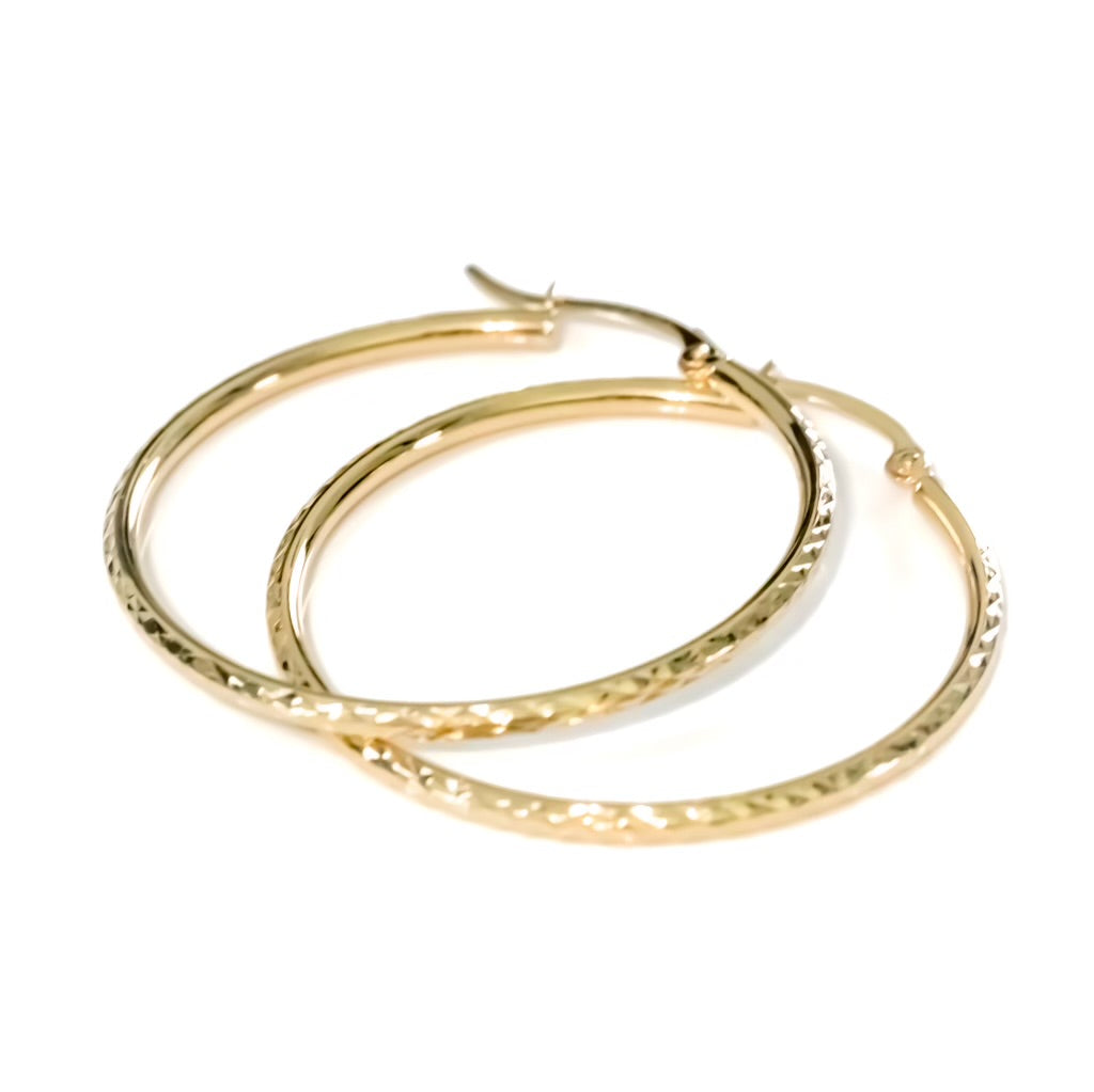 10k Yellow Gold 32mm Knife Edge Hoops