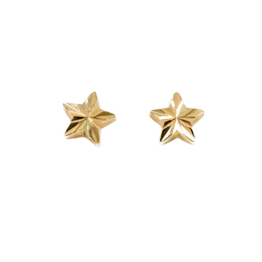 14k Yellow Gold DC Star Studs