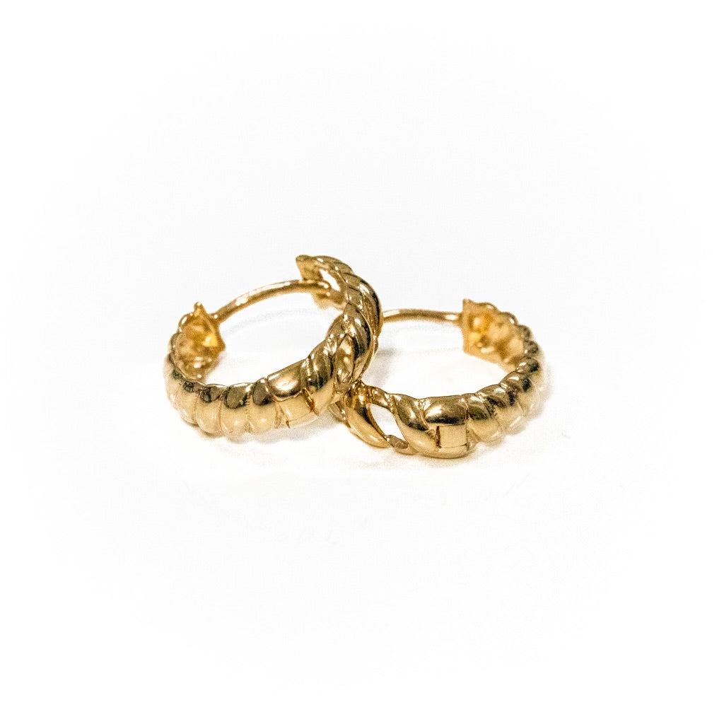 14k Yellow Gold Small Double-sided Hoops