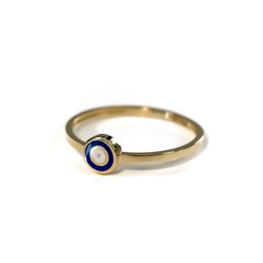 10k Yellow Gold Evil Eye Ring (Size 7.5)