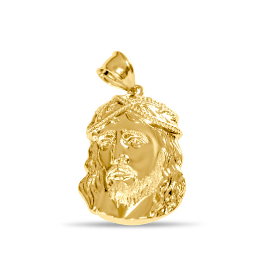 10k Yellow Gold 38mm Jesus Head Pendant