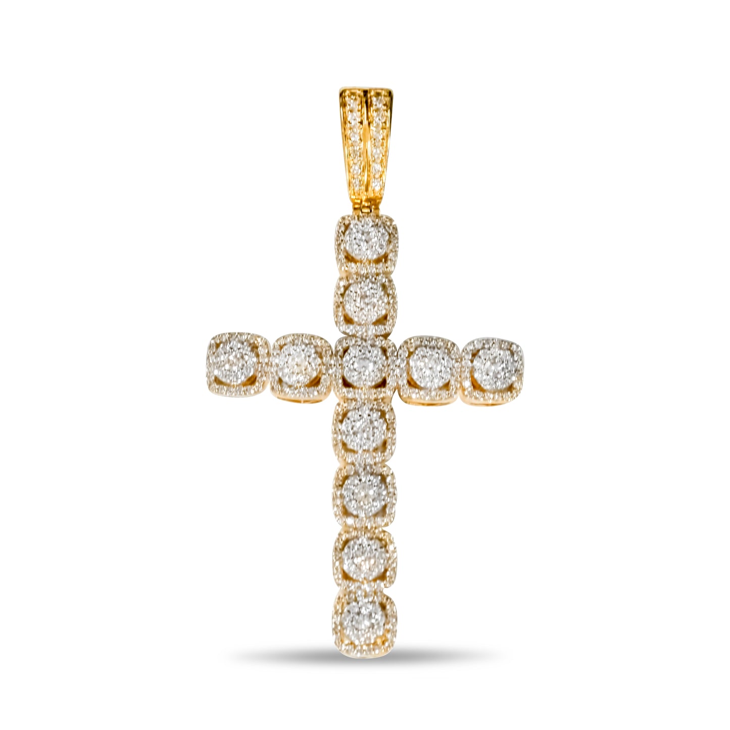 2.25 CTTW 10k Yellow Gold Diamond Cluster Cross Pendant