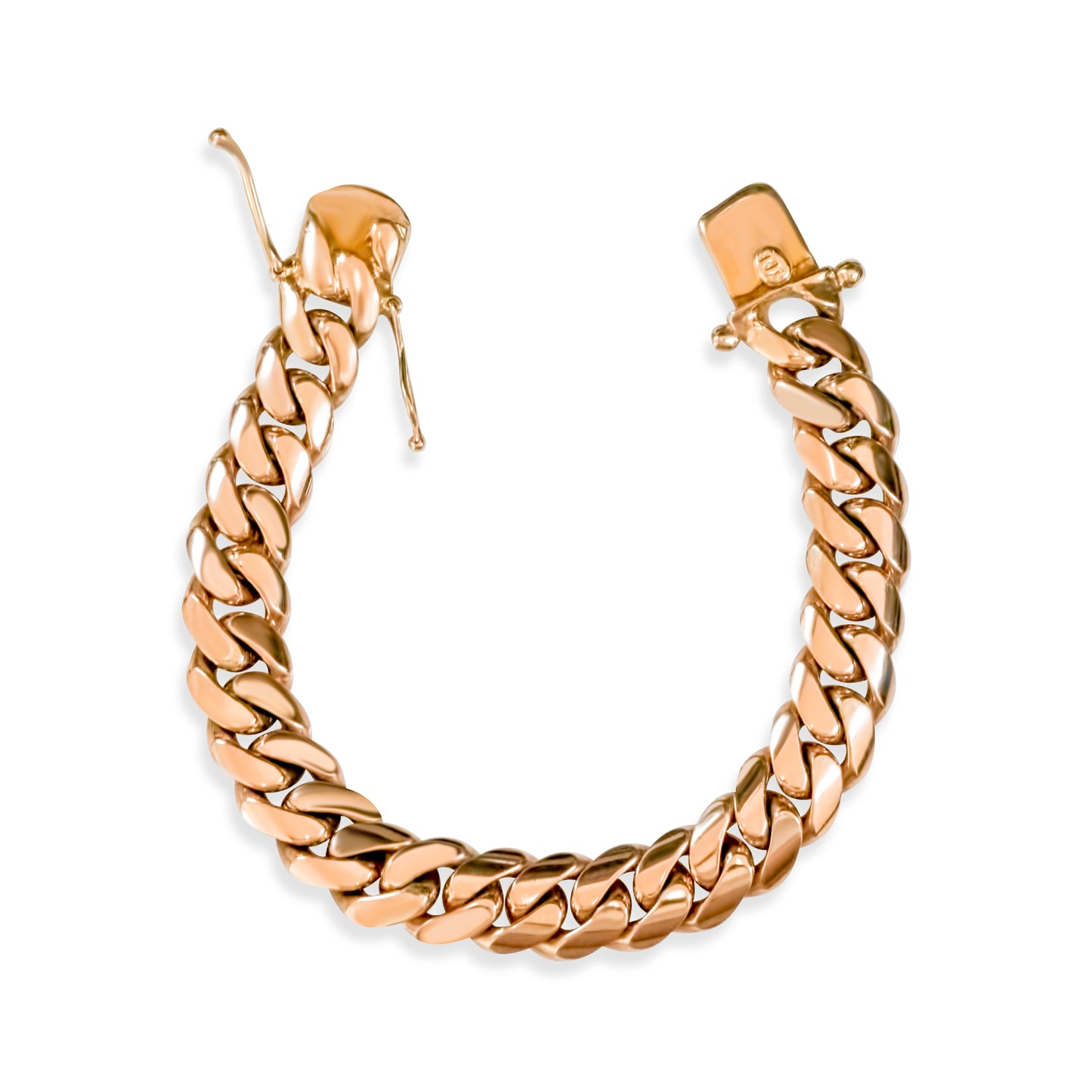 14k Rose Gold 12.5mm Cuban Bracelet 8"