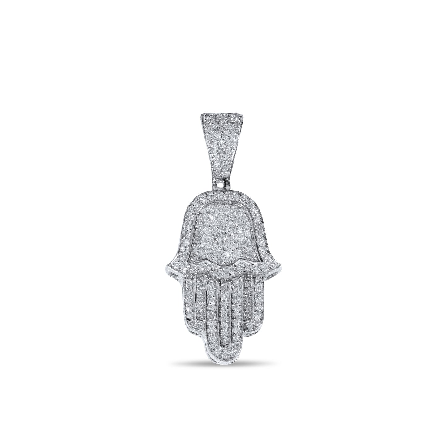 0.40 CTTW 10k Yellow Gold Micropave Diamond Hamza Pendant