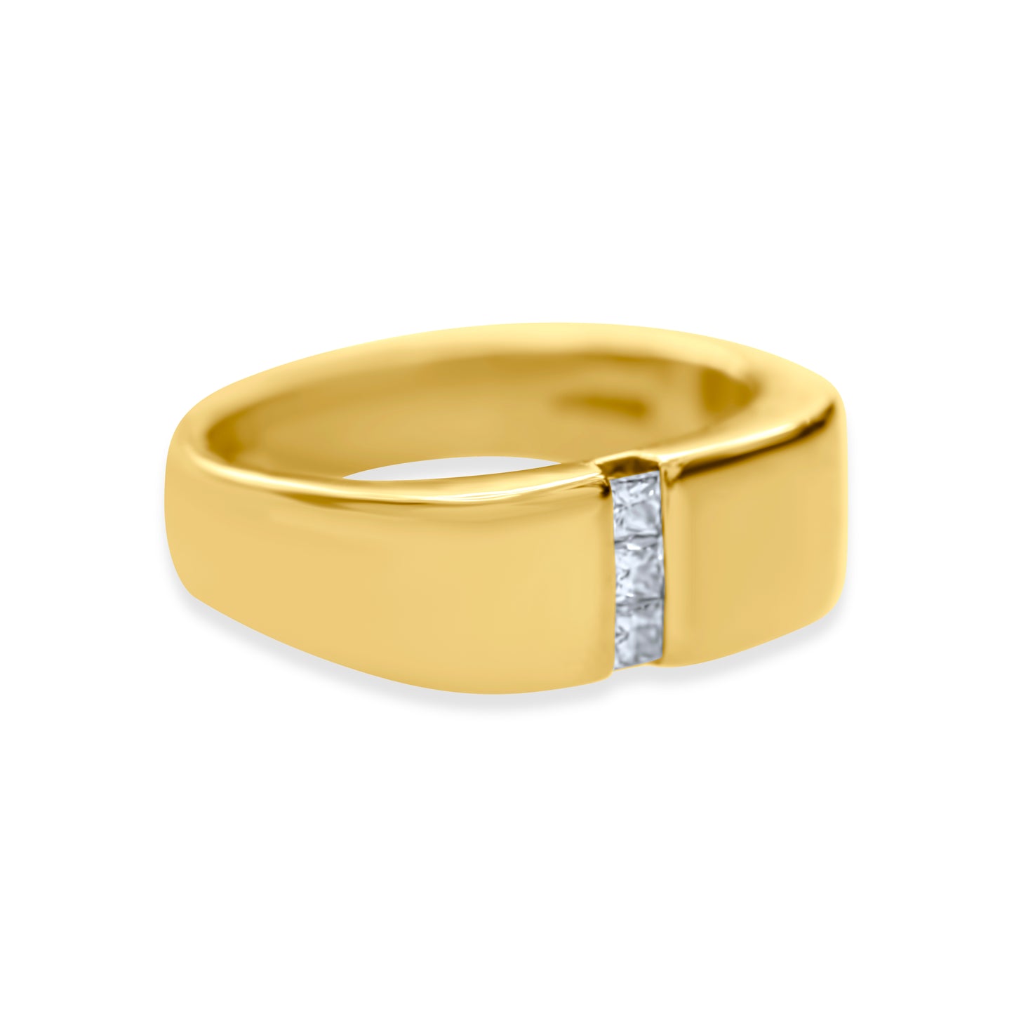 0.15 CTTW 14k Yellow Gold 3-stone Diamond Men's Ring (Sz 10)