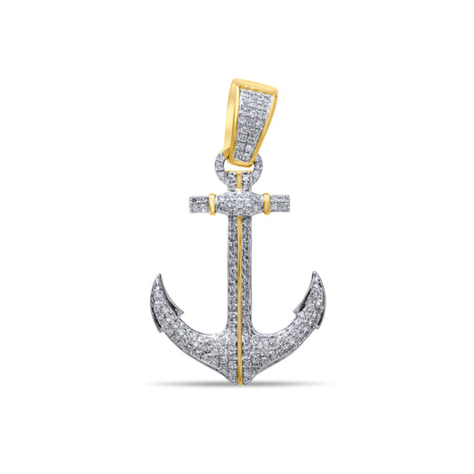 0.45 CTTW 10k Yellow Gold Diamond Anchor Pendant