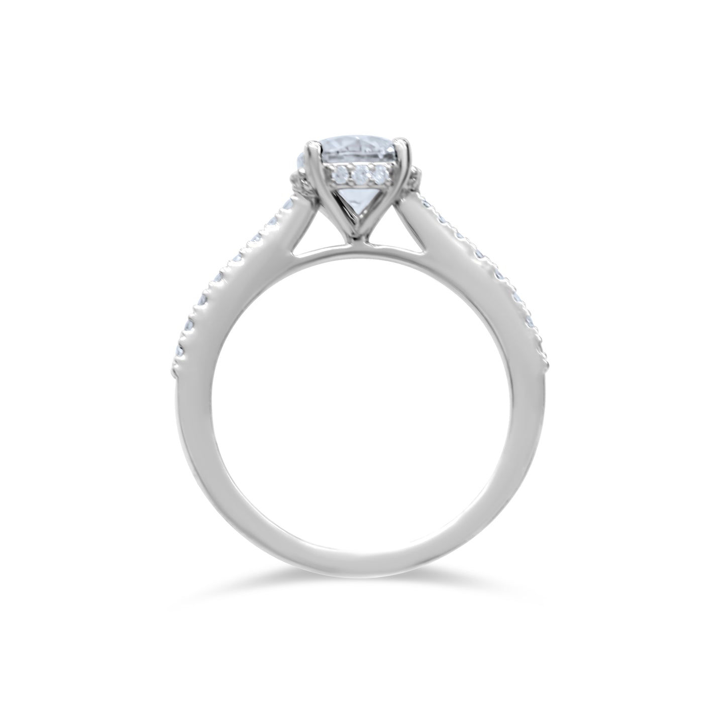 1.30 CTTW 14k White Gold Round Diamond Half-eternity Engagement Ring w/ Hidden Halo (sz 6.5)