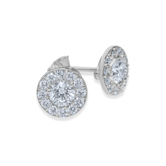 1.00 CTTW LG 14k Diamond Halo Stud Earrings