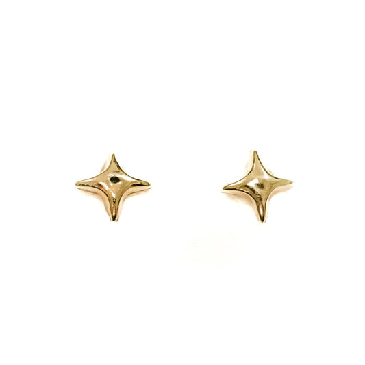 14k Yellow Gold 4-Point Star Studs