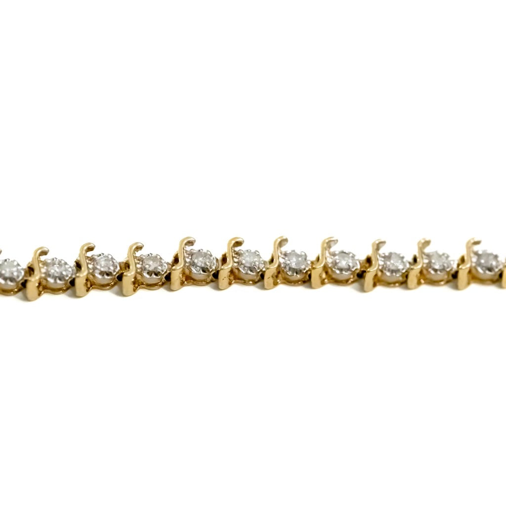 1.00 CTTW 10k Yellow Gold S Tennis Bracelet 7.5"