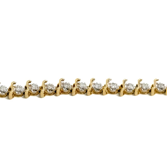 1.00 CTTW 10k Yellow Gold S Tennis Bracelet 7.5"