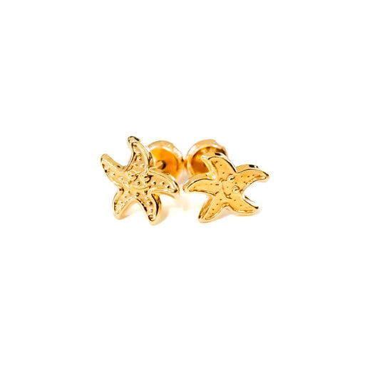 14k Yellow Gold Small Starfish Studs