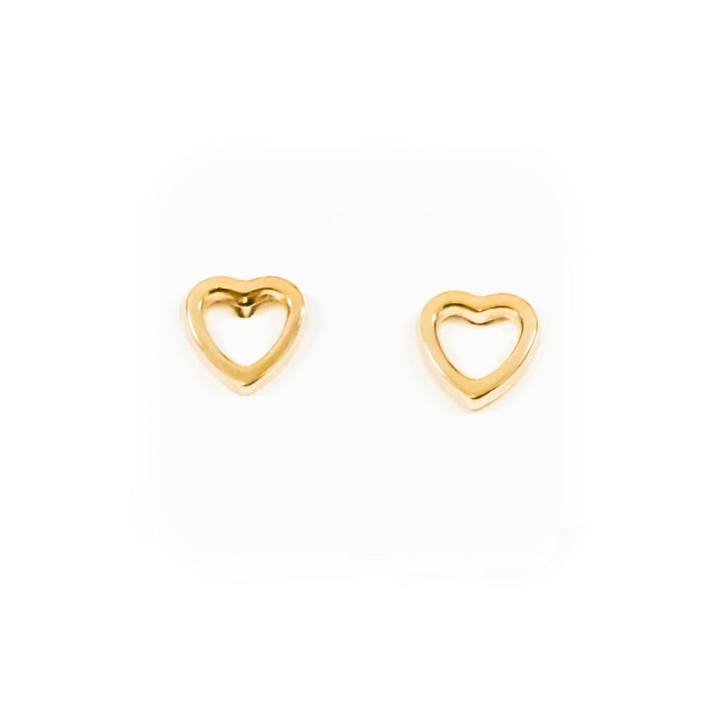 14k Yellow Gold Open Heart Studs