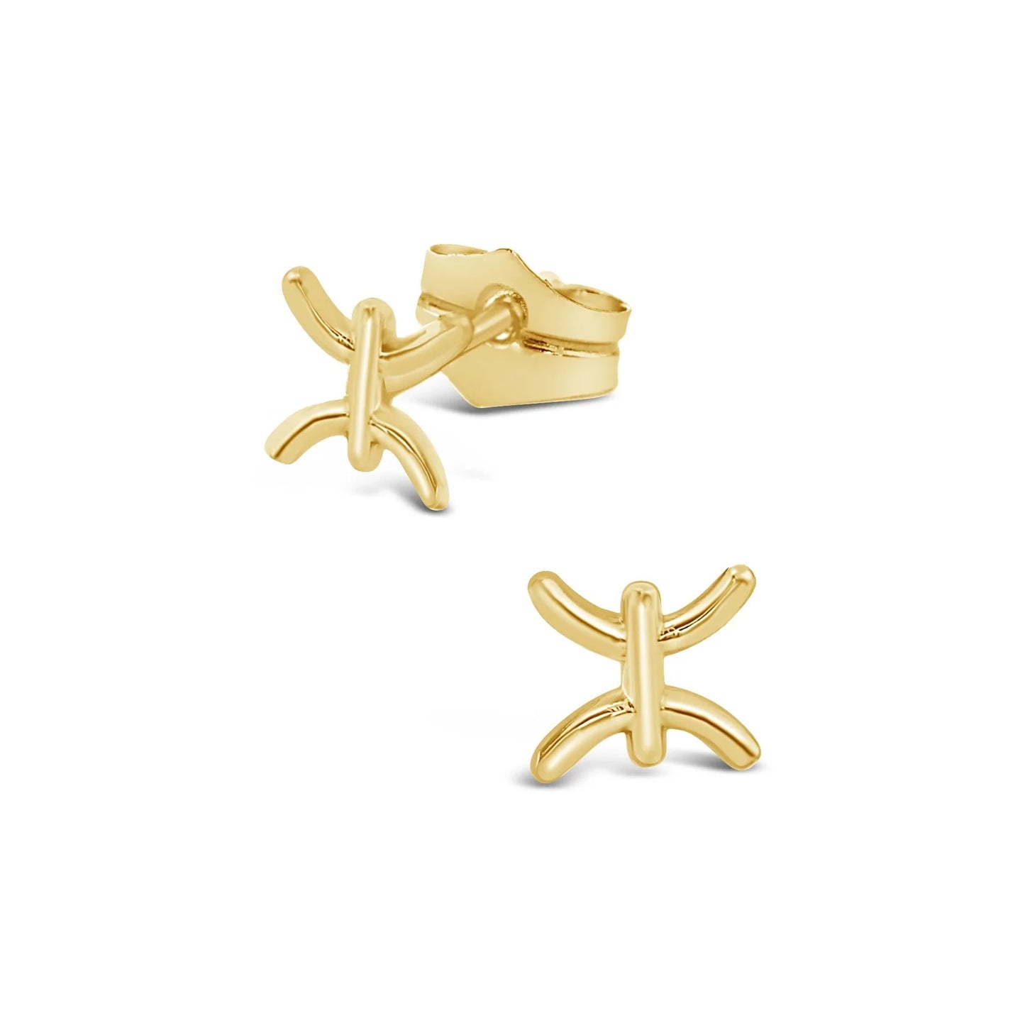 14k Yellow Gold Pisces Studs