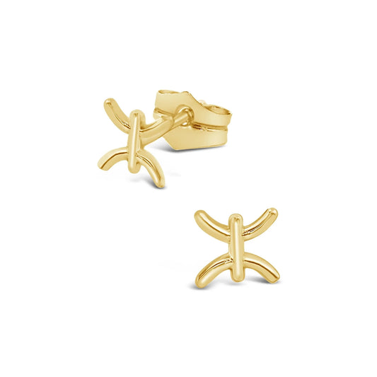 14k Yellow Gold Pisces Studs