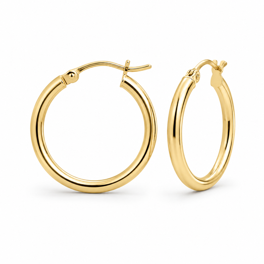 14k YG 2mm Hoop Earrings 20mm