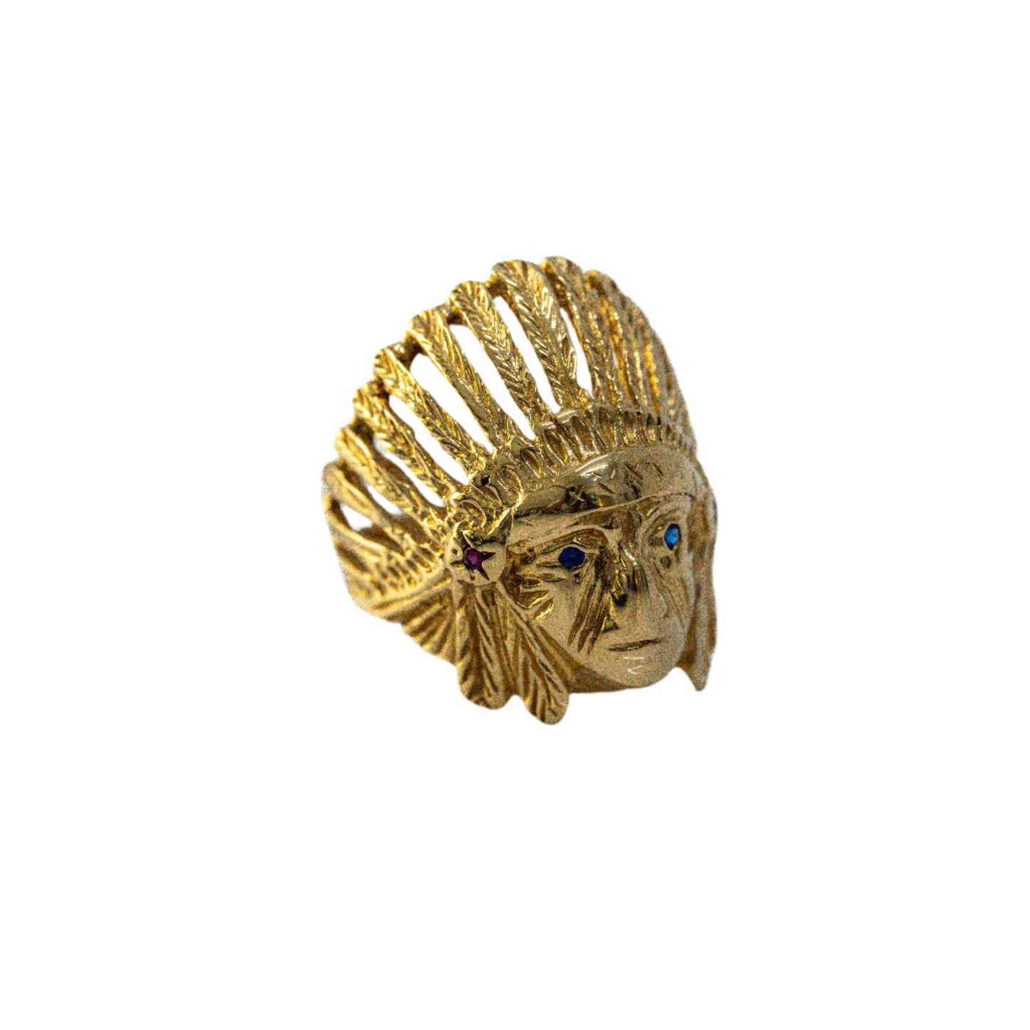 14k Yellow Gold Indian Chief Ring (Sz 9.75)