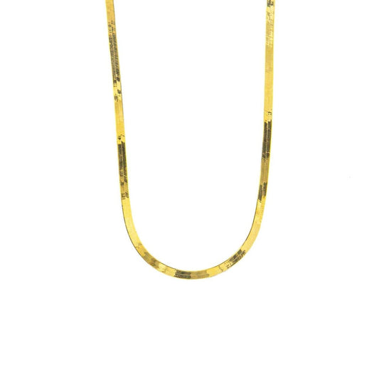 10k Yellow Gold 4mm Herringbone Necklace 18"