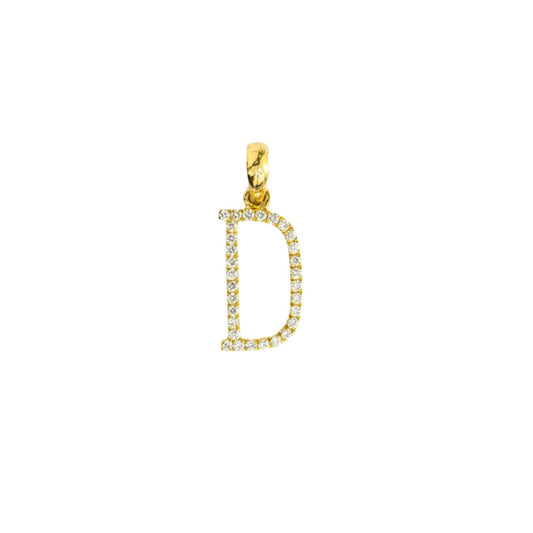 0.20 CTTW 14k Yellow Gold "D" Initial Pendant