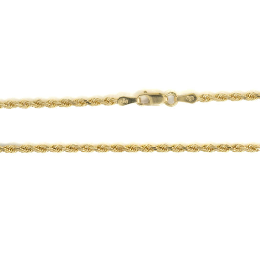 14k Yellow Gold 2.25mm Rope Chain 20"