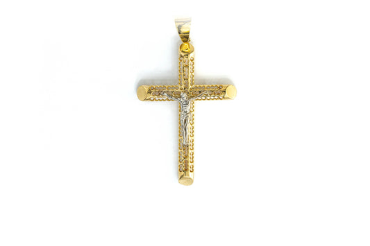 14k Two-Tone Gold Crucifix Pendant