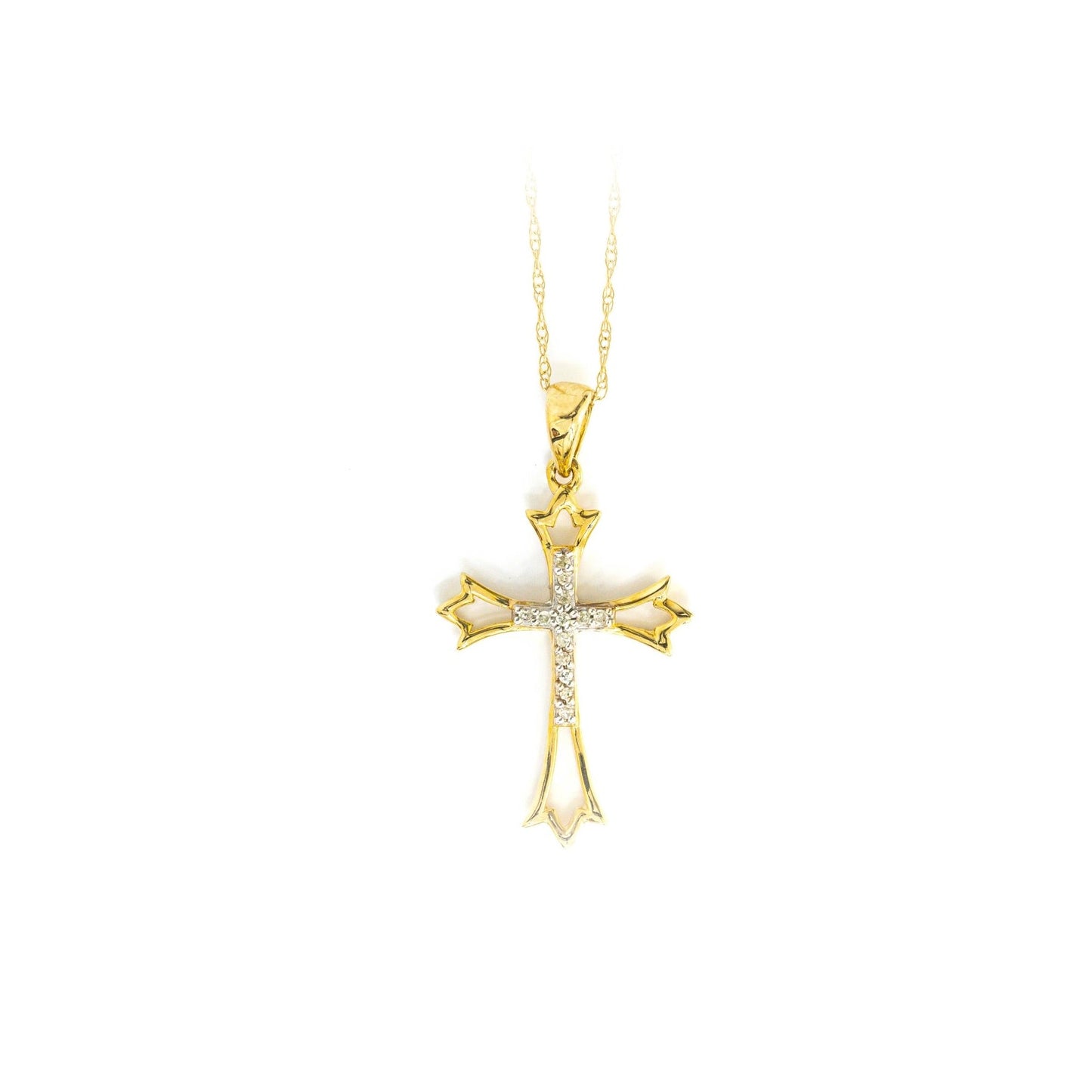 0.05 CTTW 10k Yellow Gold Diamond Cross Pendant