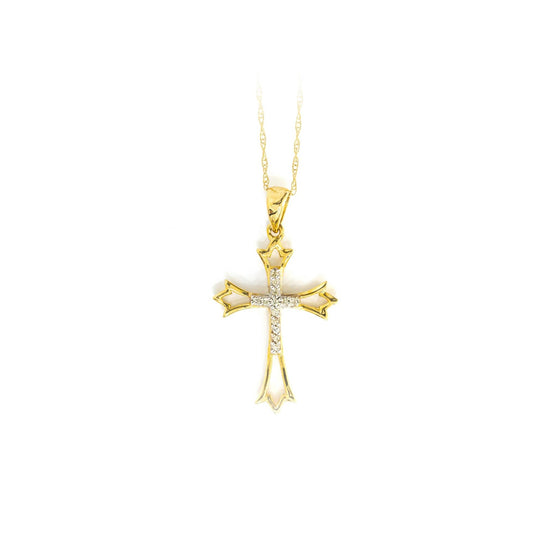 0.05 CTTW 10k Yellow Gold Diamond Cross Pendant