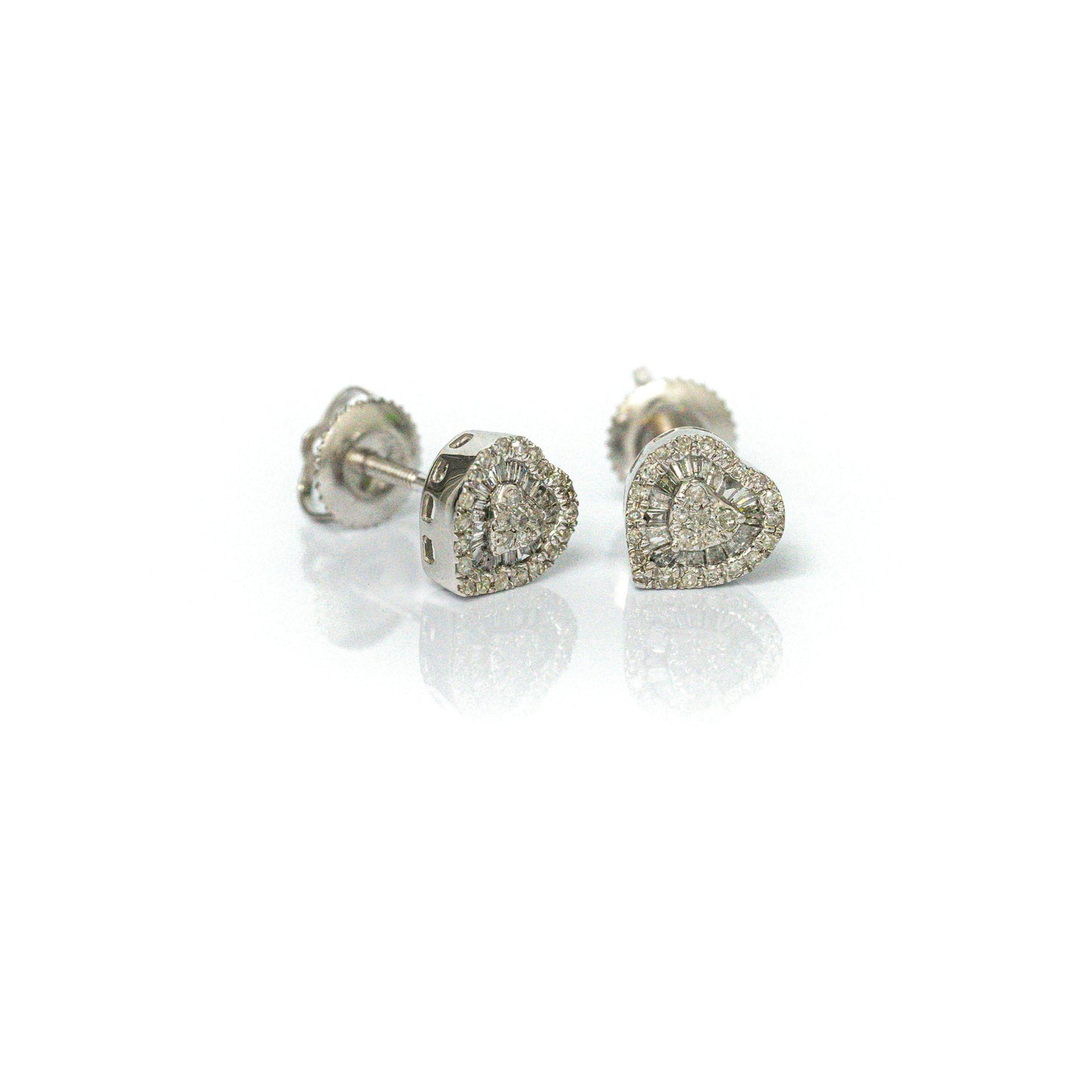 0.40 CTTW 14k White Gold Diamond Heart Studs