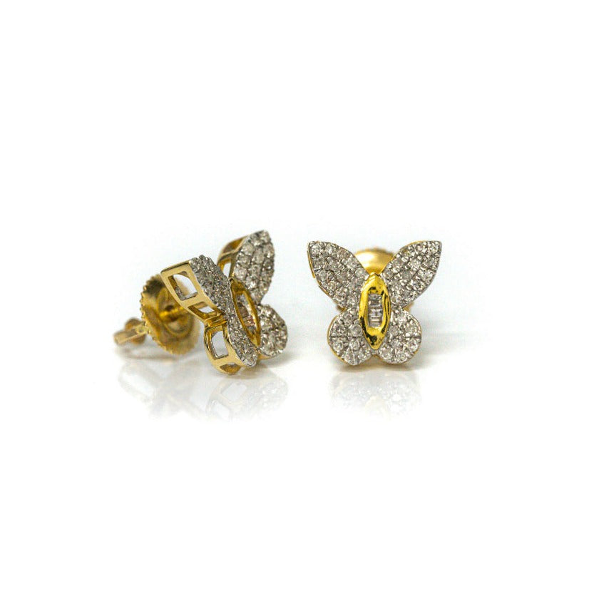 0.27 CTTW 14k Yellow Gold Butterfly Studs