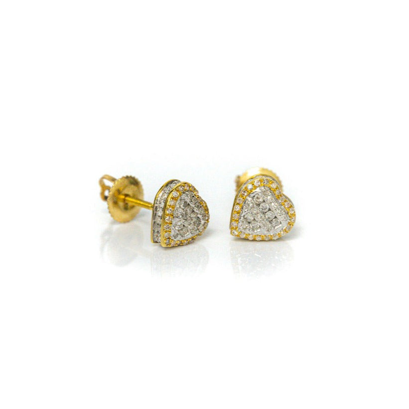 0.45 CTTW 14k Yellow Gold Diamond Heart Studs